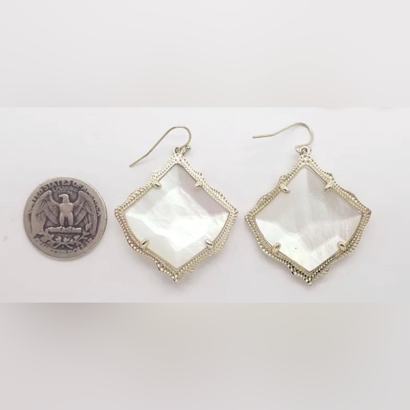 Kendra Scott Silver and Mother of Pearl Earrings -Kristen - Picture 3 of 3